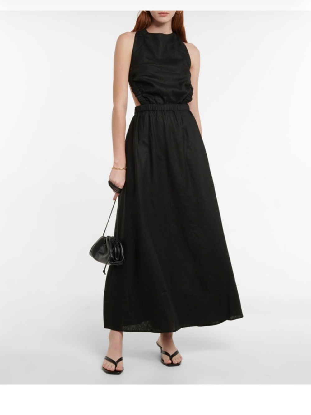 SIR. The Label Alena Black Linen Open Back Maxi Dress
